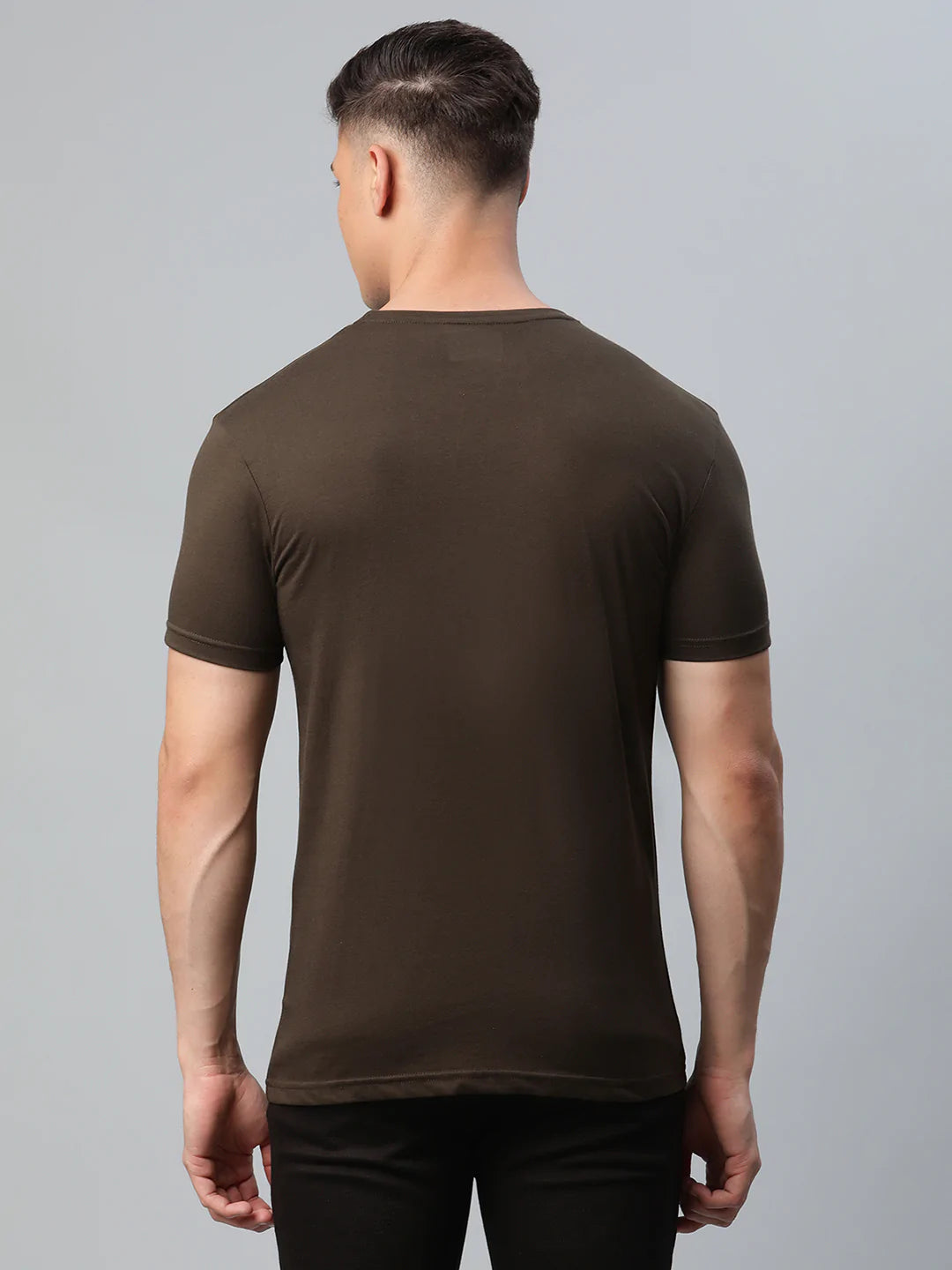 Men Olive Green Printed Slim Fit T-shirt