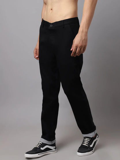 Men Black Slim Fit Chinos Trousers