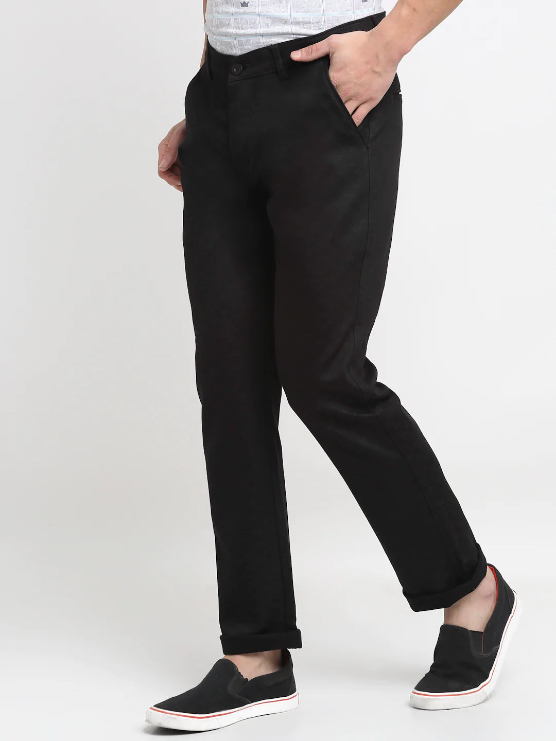 Men Black Slim Fit Chinos Trousers