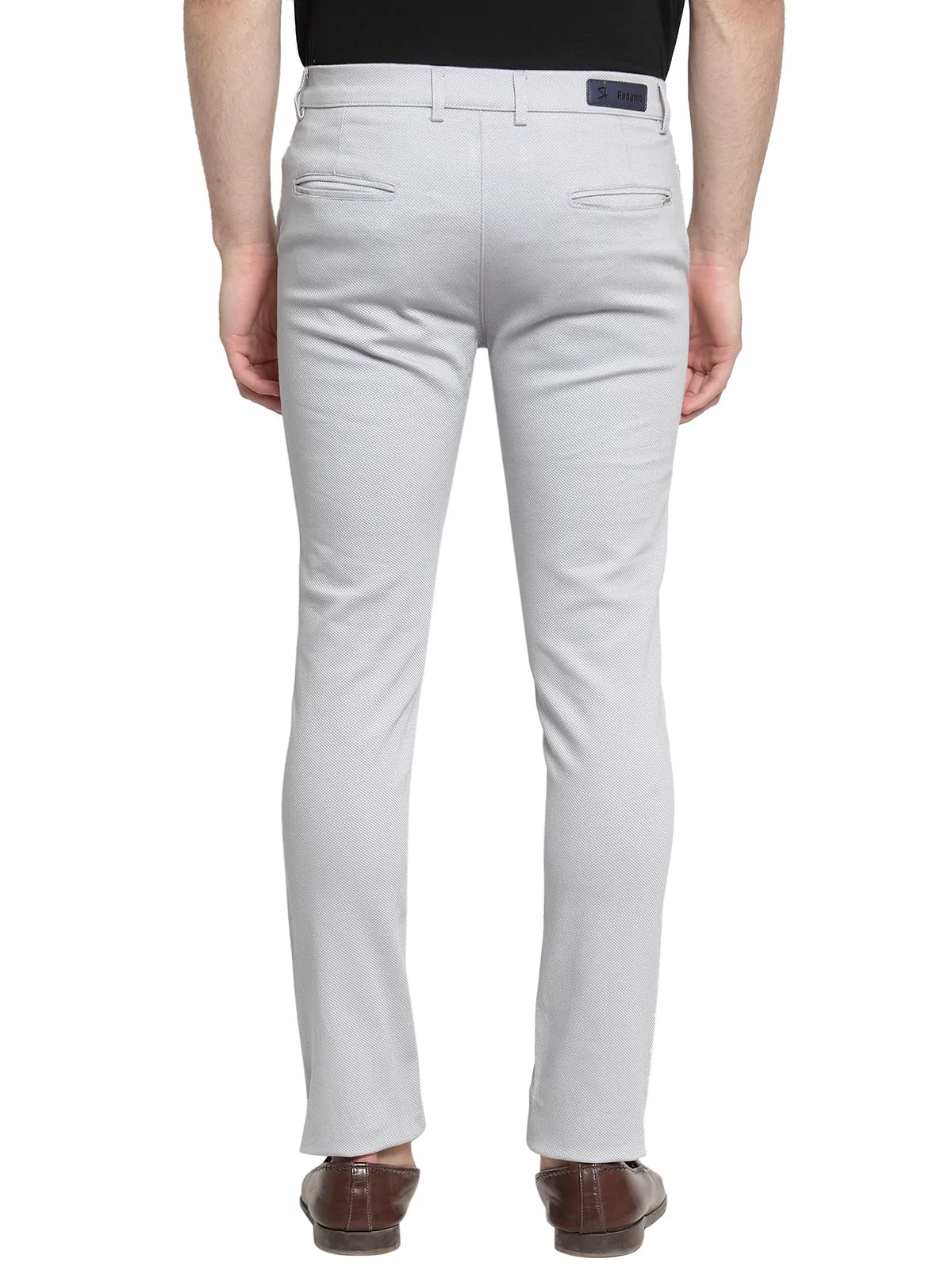 Men Grey Slim Fit Solid Regular Trousers