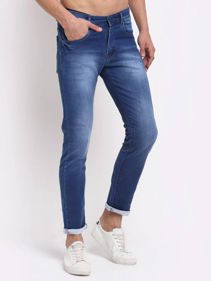 Men Blue Slim Fit Heavy Fade Stretchable Jeans