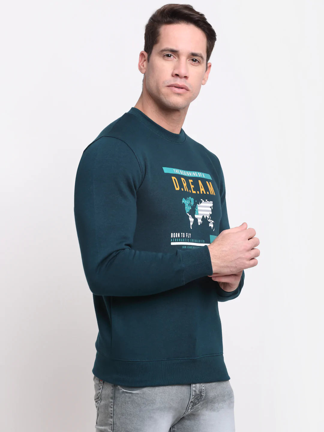 Men Green  Blue Printed Sweatshirt