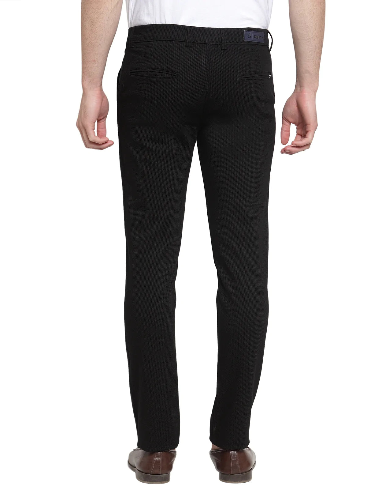 Men Black Slim Fit Solid Regular Trousers