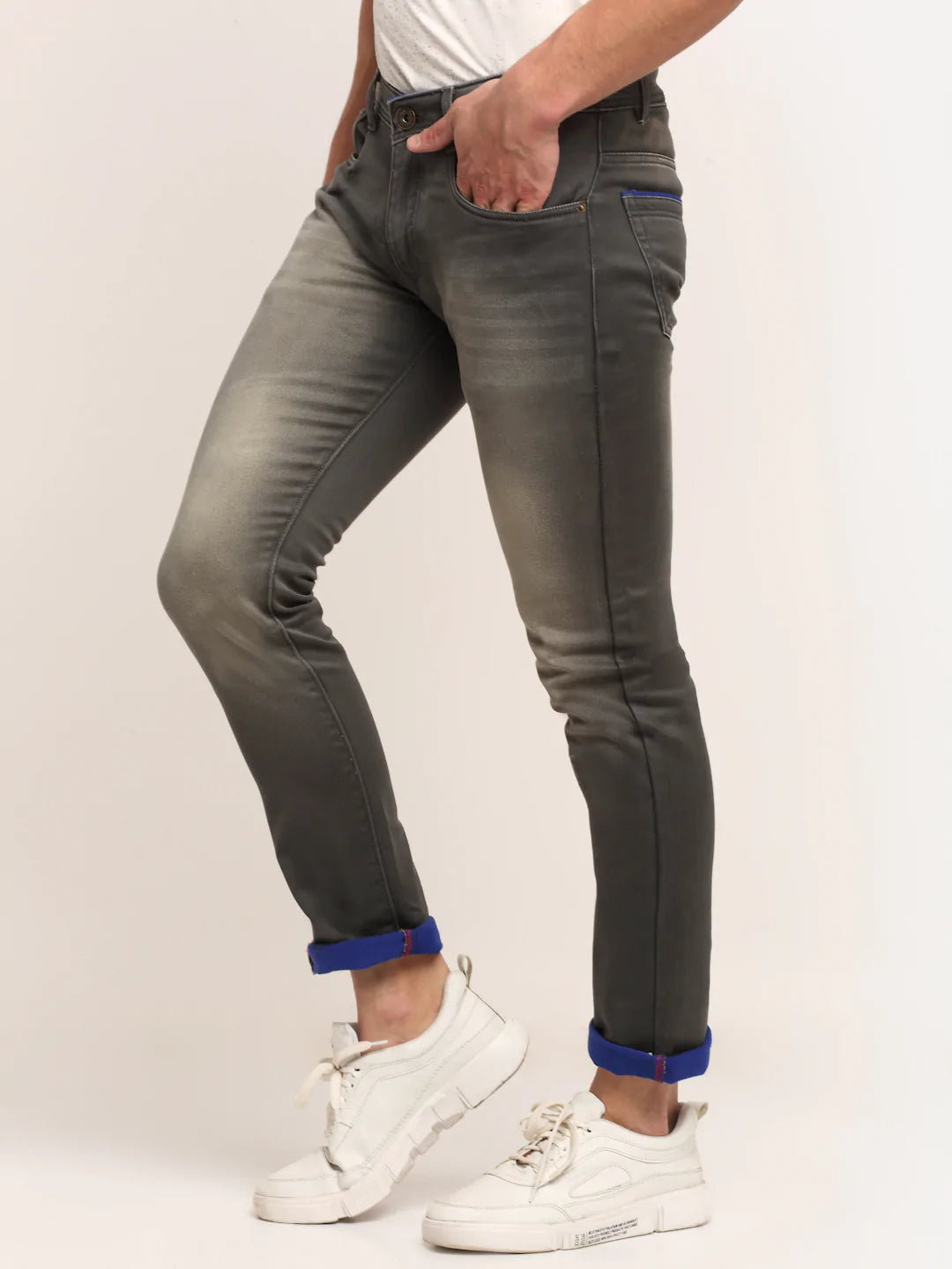 Men Green Slim Fit Heavy Fade Stretchable Jeans