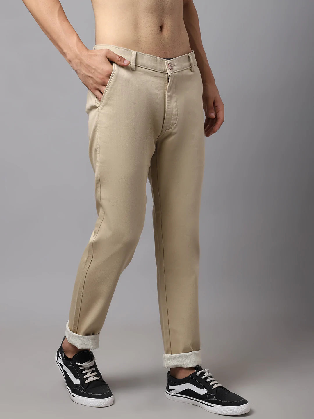 Men Beige Slim Fit Chinos Trouser