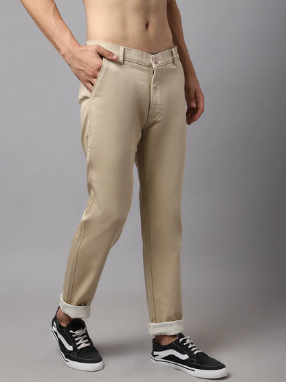 Men Beige Slim Fit Chinos Trouser