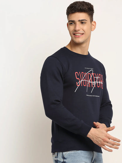 Men Navy Blue Printed Sweatshirt