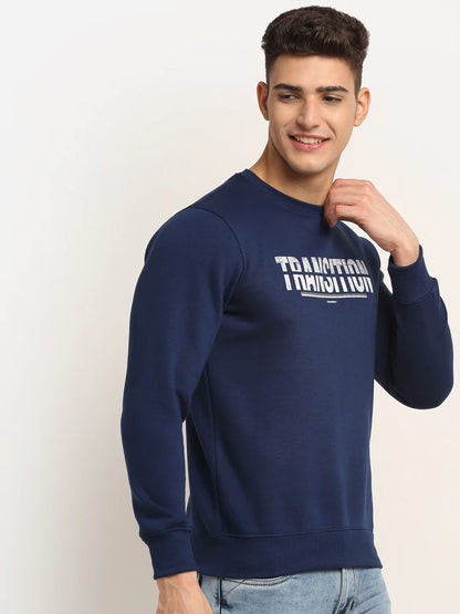 Men Blue Printed Sweatshirt