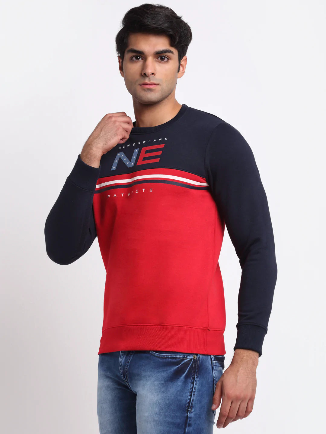 Men Red Colourblocked Sweatshirt