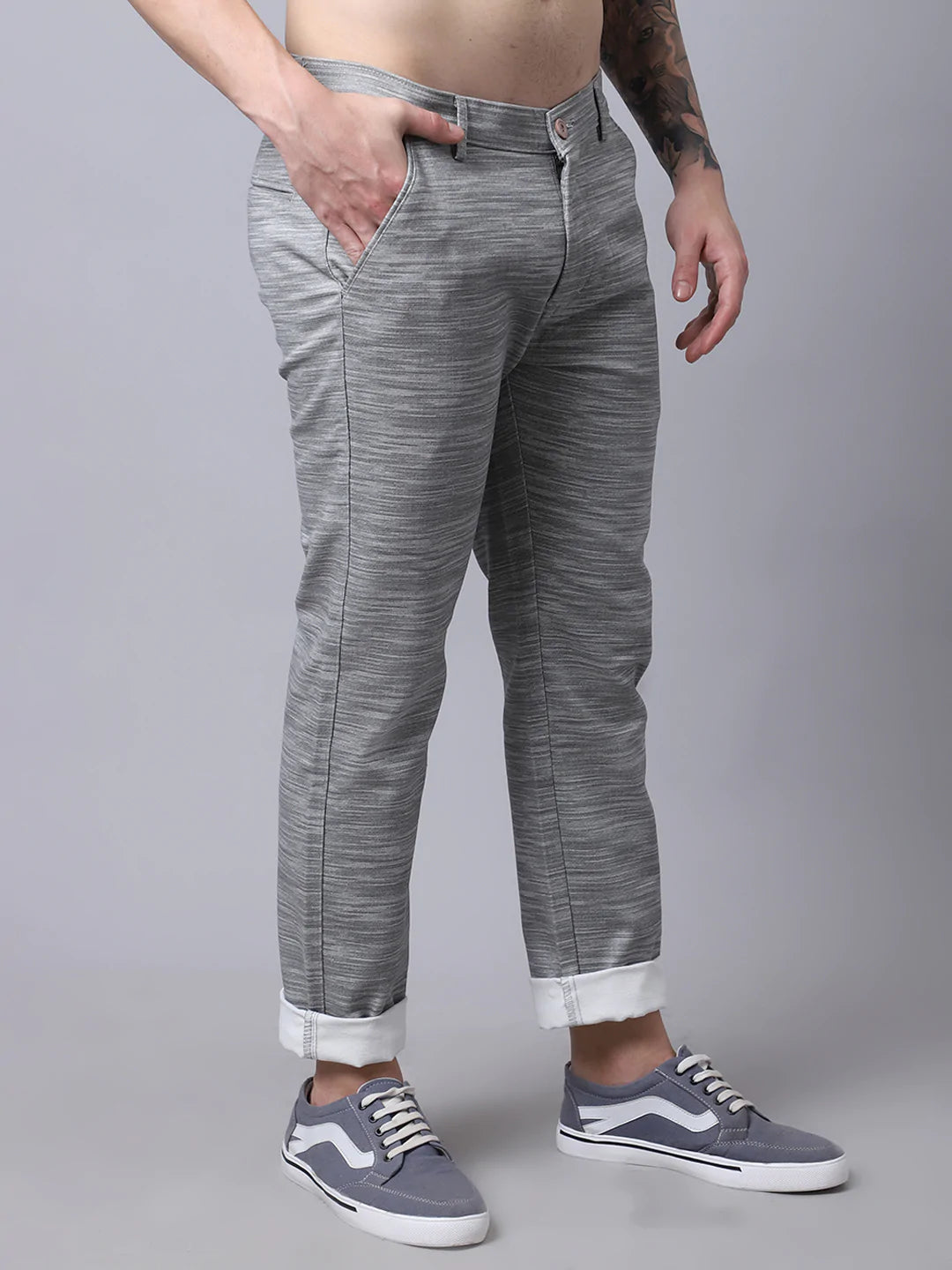 Men Grey Slim Fit Trousers