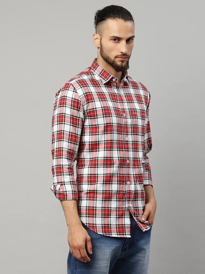 Men Multicoloured Slim Fit Tartan Checks Checked Casual Shirt