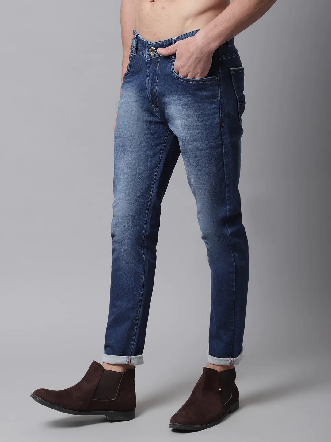 Men Blue Slim Fit Light Fade Stretchable Jeans