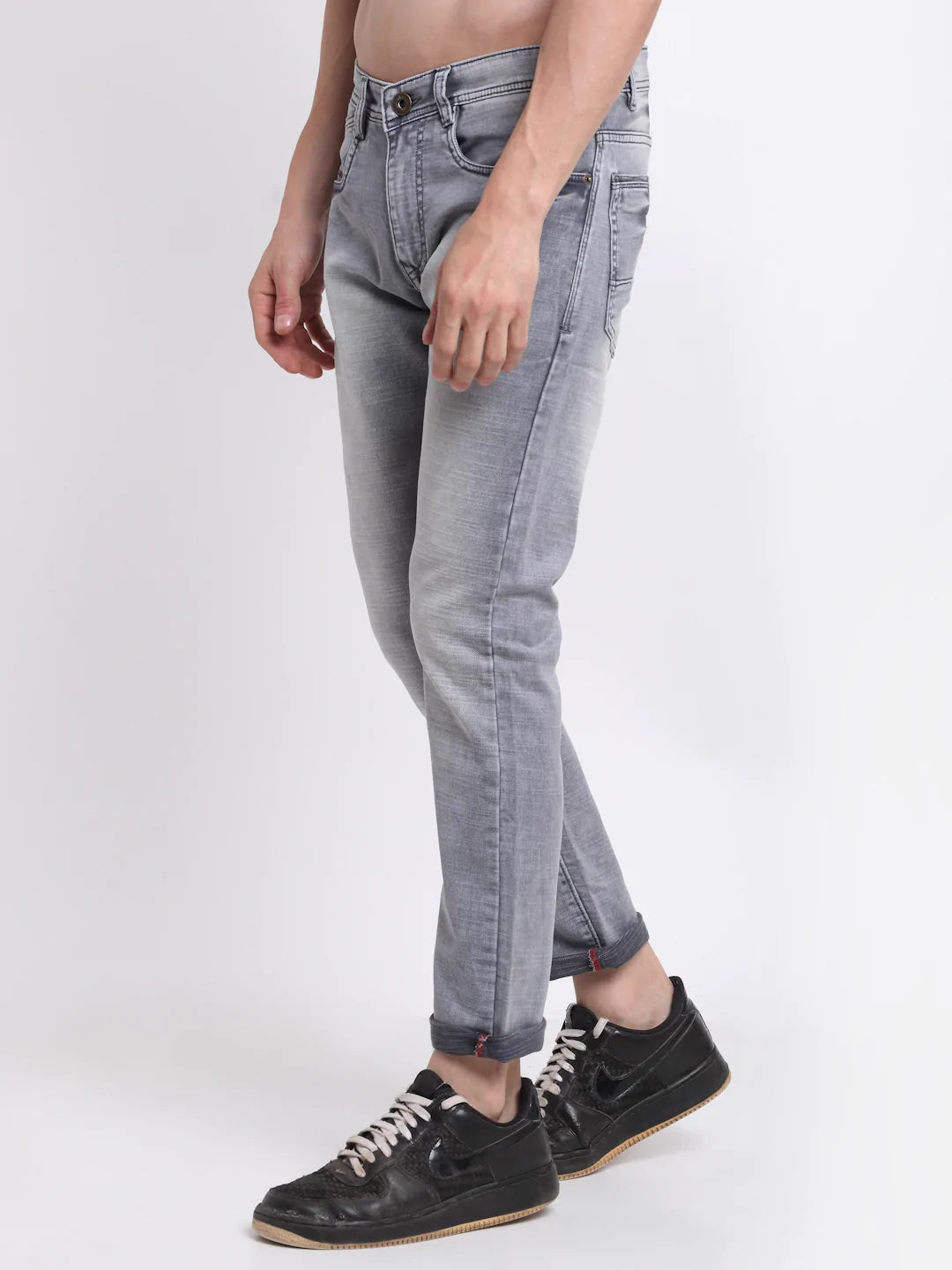 Men Grey Slim Fit Heavy Fade Stretchable Jeans