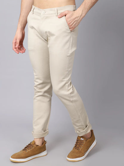 Men Beige Slim Fit Trousers