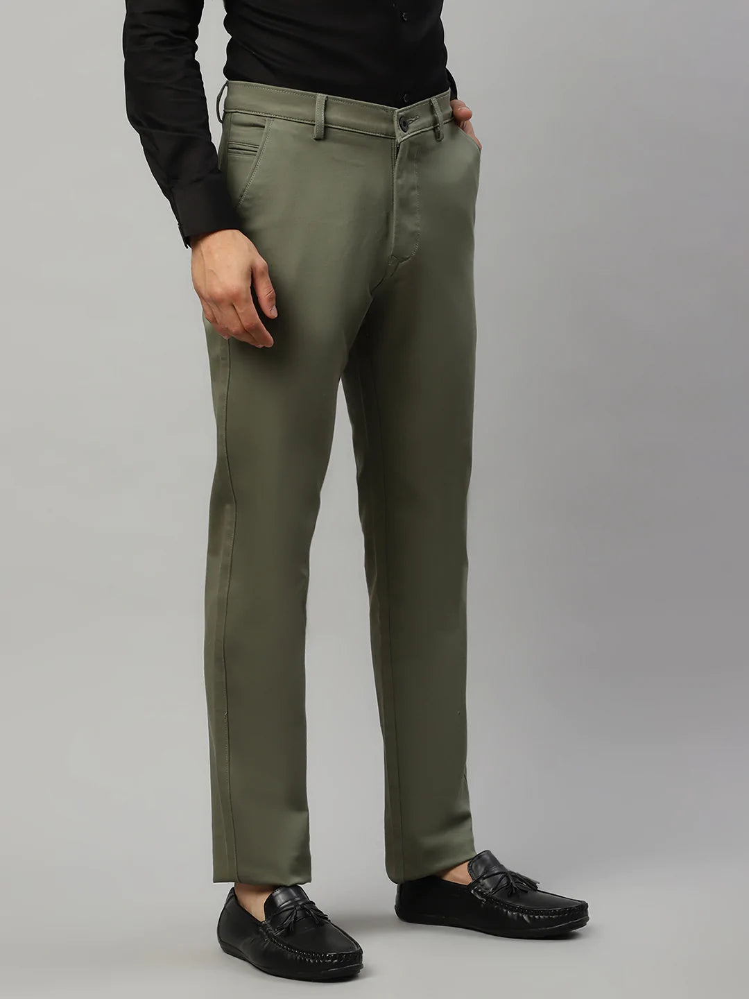 Mens Olive Green Cotton Shirt w Khakee Pants Mix n Match - MainRoad.in