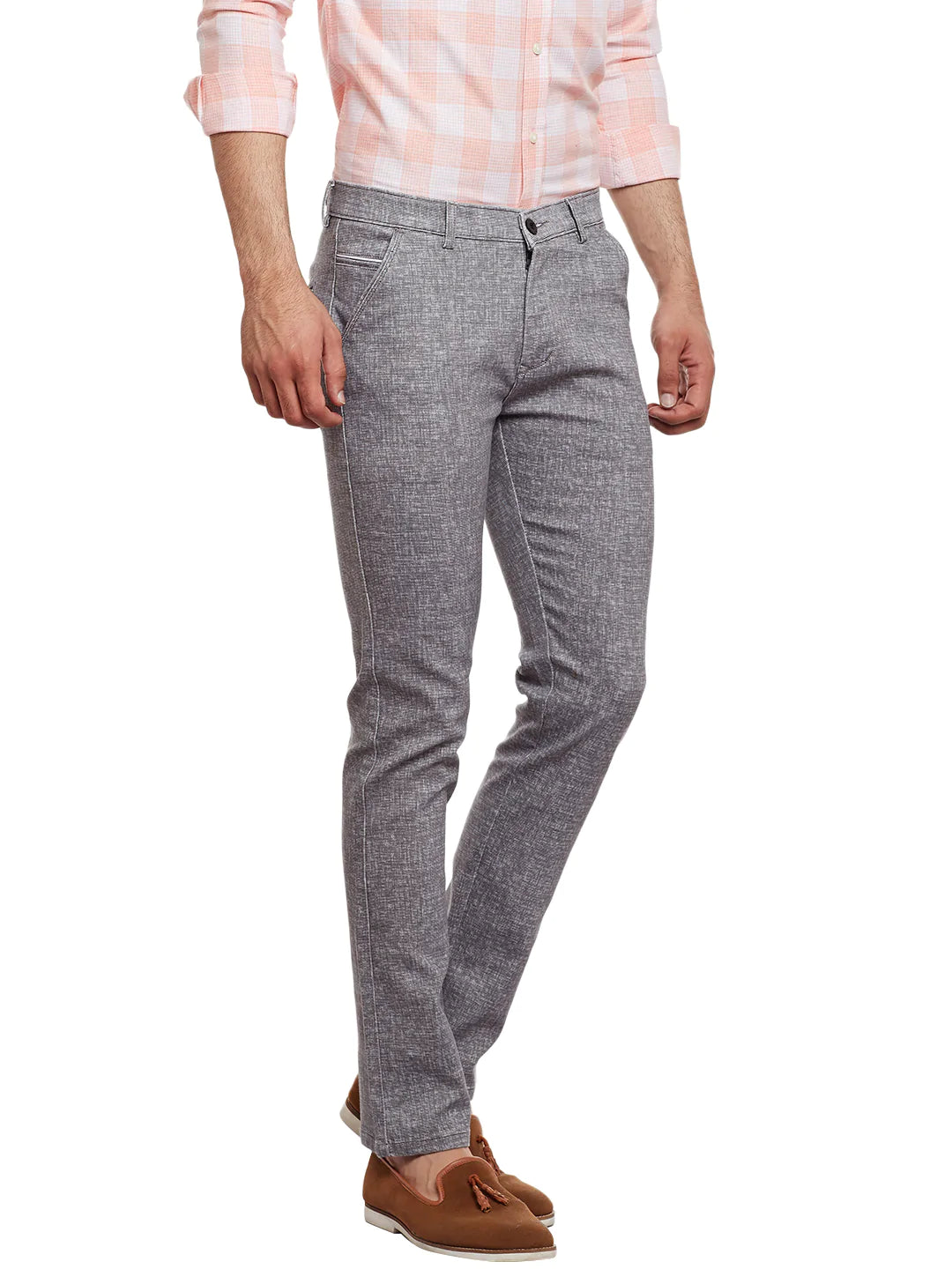 Men Grey Slim Fit Trousers