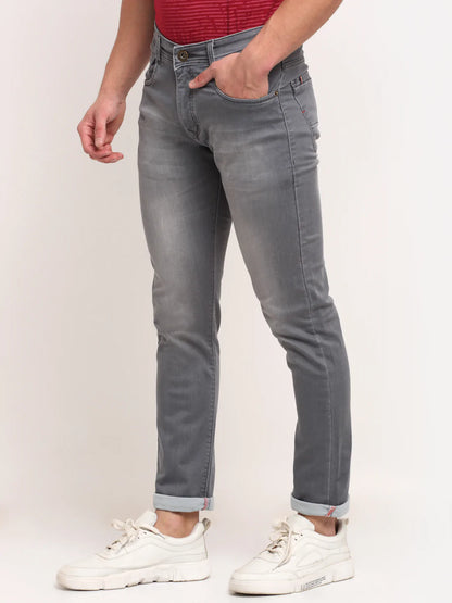 Men Grey Slim Fit Heavy Fade Stretchable Jeans