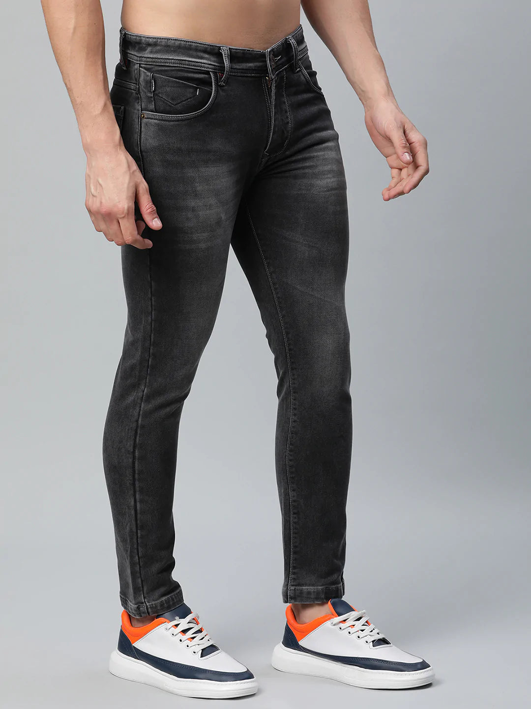 Men Grey Slim Fit Mid-Rise Stretchable Jeans