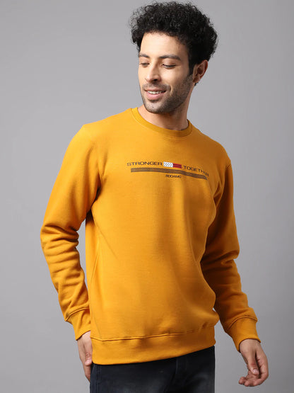 Men Mustard Printed Sweatshirt