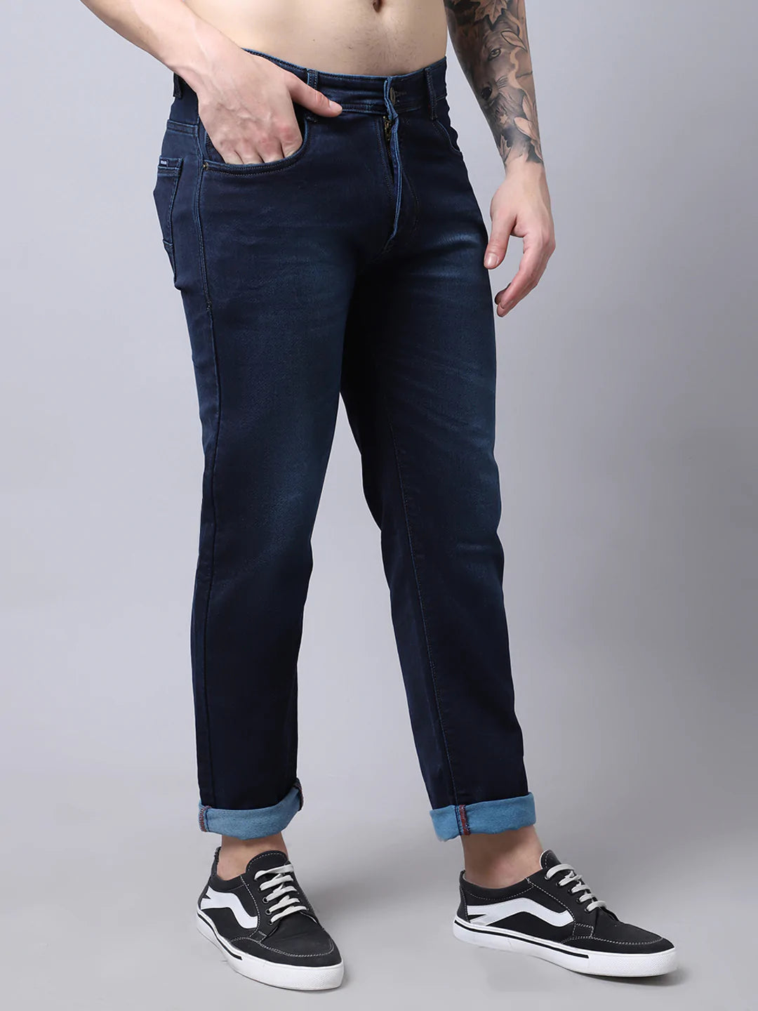 Men Blue Light Fade Stretchable Jeans