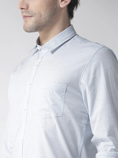 Men Blue Slim Fit Solid Casual Shirt