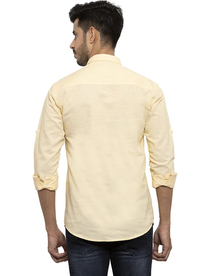 Men Yellow Solid Straight Kurta