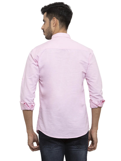 Men Pink Solid Straight Kurta