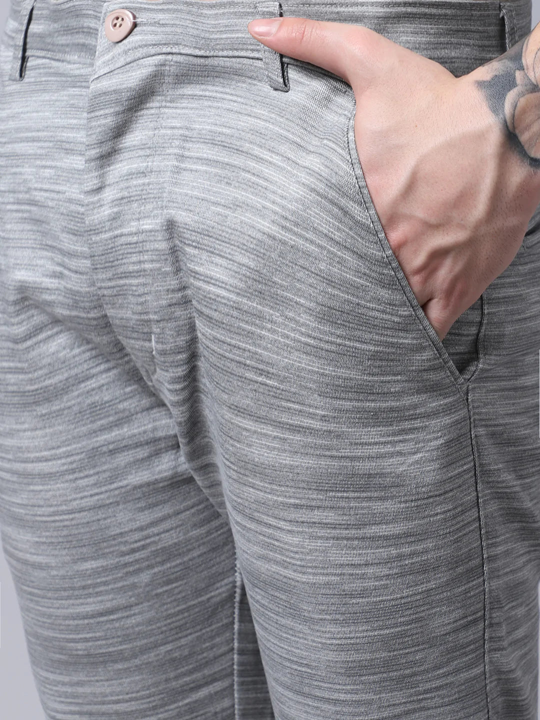 Men Grey Slim Fit Trousers