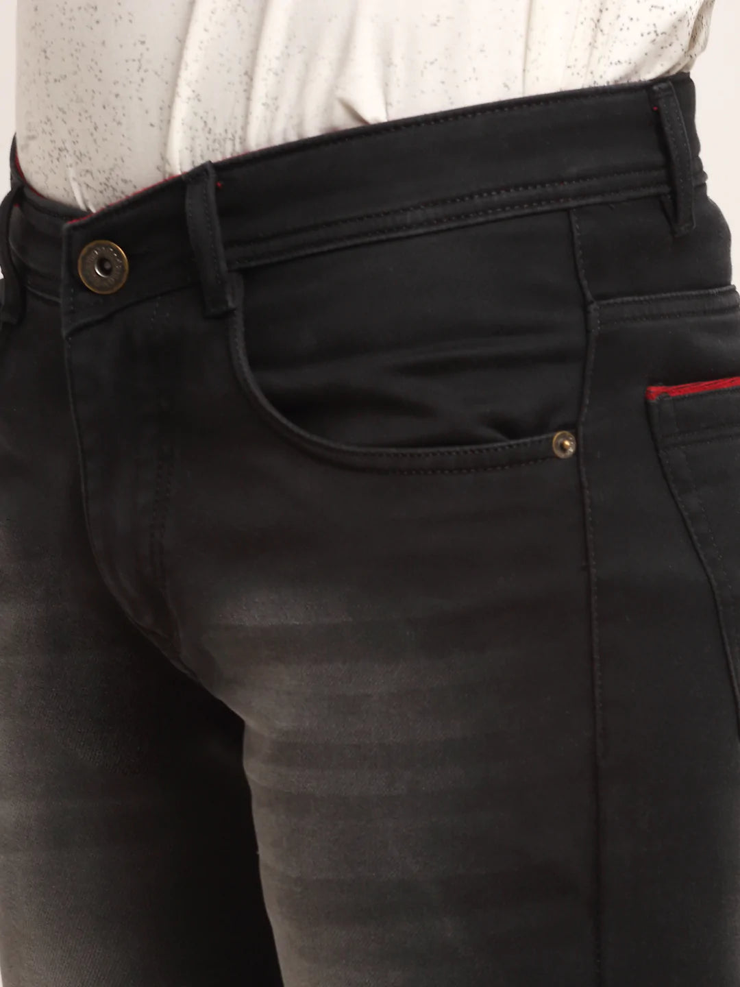 Men Black Slim Fit Heavy Fade Stretchable Jeans