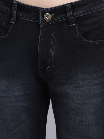 Men Black Straight Fit Light Fade Stretchable Jeans