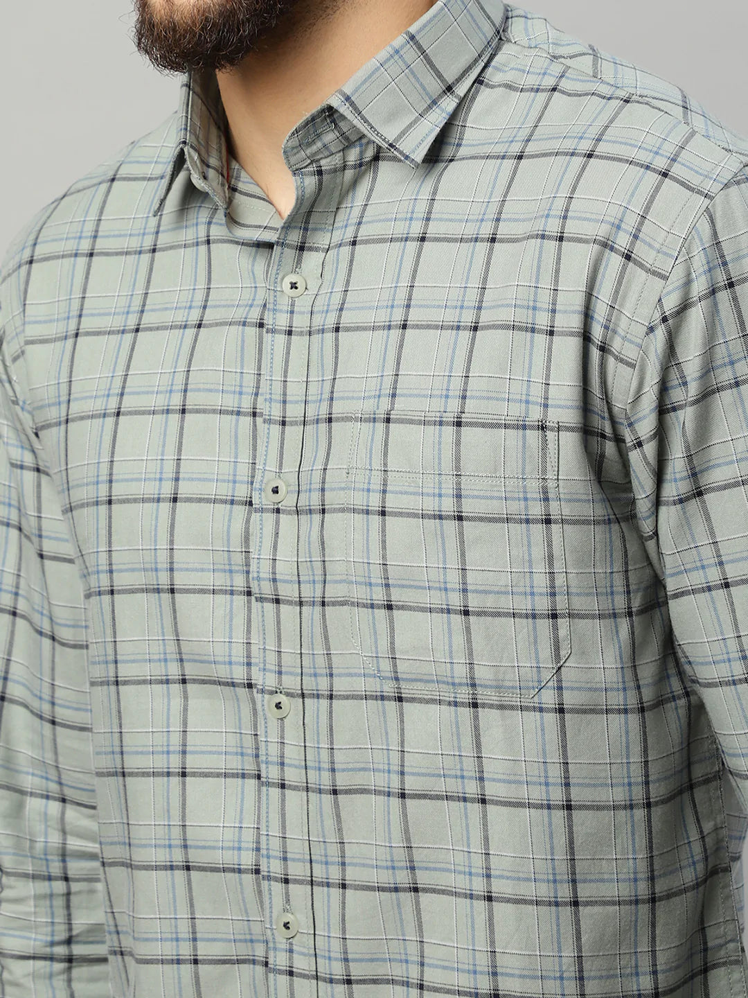 Men Green Slim Fit Tartan Checks Checked Casual Shirt