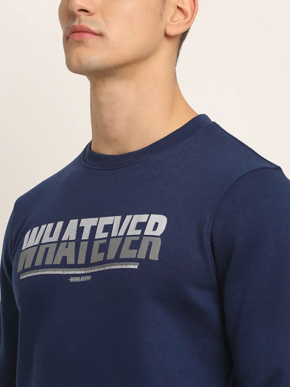 Men Navy Blue Printed Sweatshirt