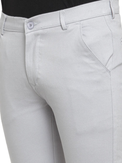 Men Grey Slim Fit Solid Regular Trousers