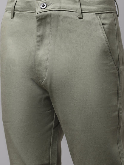Men Olive Green Slim Fit Chinos Trousers