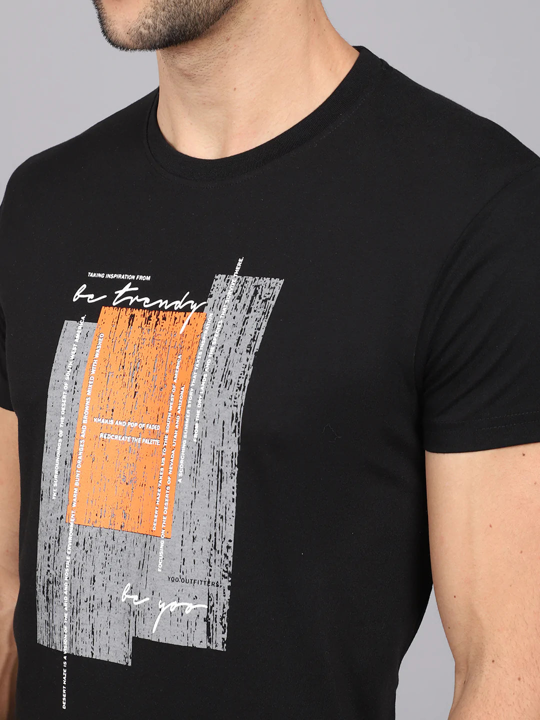 Men Black Printed Slim Fit T-shirt