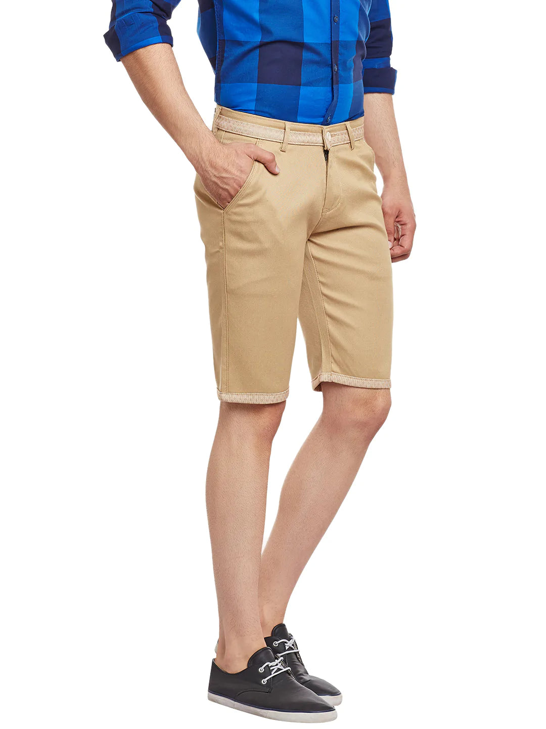 Men Khaki Cotton Shorts